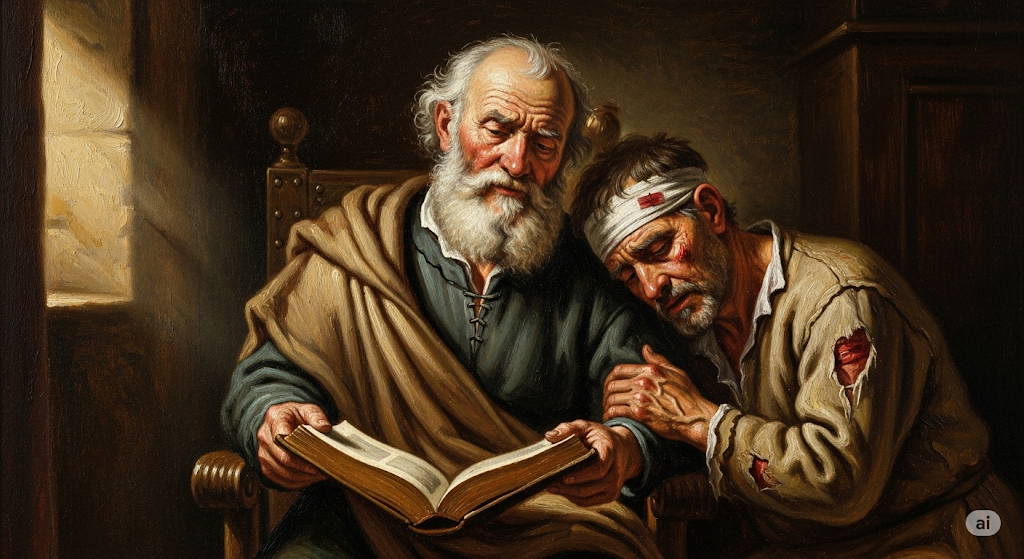 Adulto mayor sabio vs herido